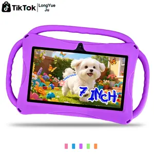 7-inch ultra light children's tablet | One handed grip for children without feeling tired | Anti fall silicone cover+parental whitelist control | Pre installed offline learning content for sofa/car/travel | Blue and pink kindergarten small class birthday
