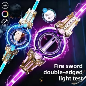 JT-Double-edged flame rotating sword, telescopic lightsaber rotating sword colorful dazzling laser sword, rechargeable toys.YTA
