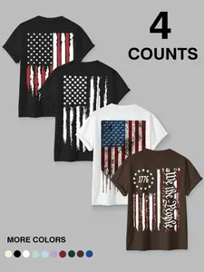 Men's Short-Sleeve T-Shirt - American Flag Graphic Apparel, "1776" & "We the People" Designs, Vintage Distressed Style, Comfortable Relaxed Fit, Patriotic Gatherings & Casual Wear, Tees for Patriotic Enthusiasts, Menswear