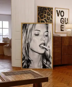 Kate Moss Black And White Poster, Black and White Wall Art, Old Hollywood Print, Fashion Poster, Aesthetic Wall Art, Retro Trendy Poster