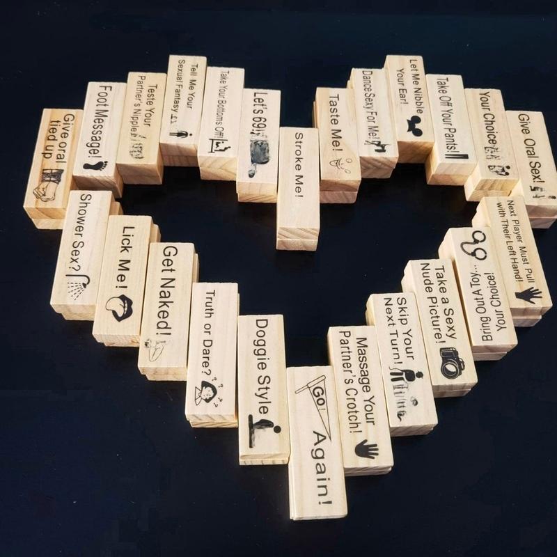 Colorful Block Tower Jenga Game for Couples, Perfect Valentine's Day Gift, Fun Date Night Activity, Ideal for Romantic Occasions, Blocks Tower Game