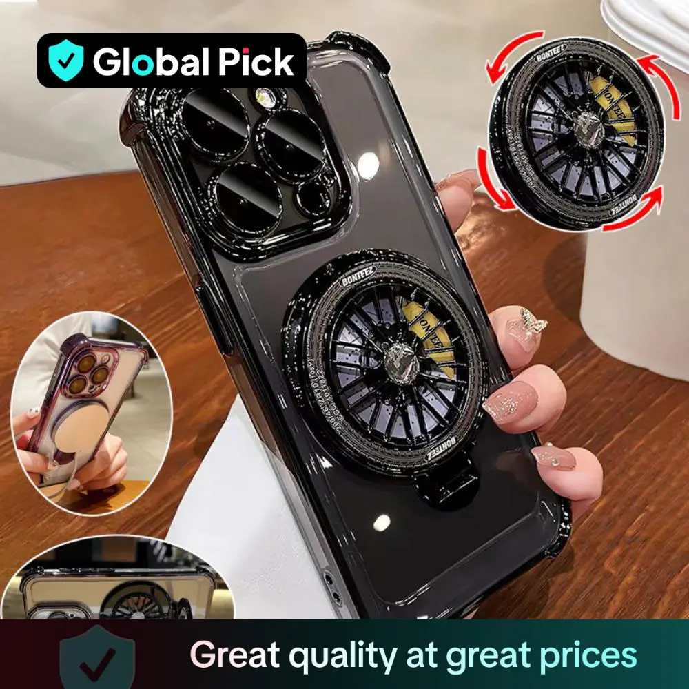 Rotating Gyro Design Magnetic Phone Case, Creative Anti-drop Phone Protective Cover with Holder Support Wireless Charging, Phone Accessories for iPhon