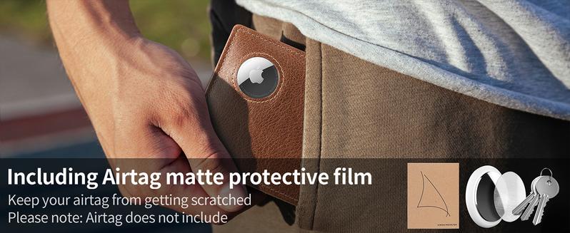 Mens Wallet With AirTag Holder, Bifold Leather RFID Blocking 1-2 ID Windows 12-13 Card Holders, Gift Box and Screen Protector Included, AirTag Not Included