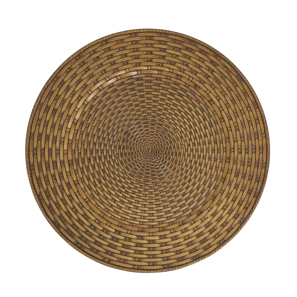 Saro Lifestyle CH444.BR13R Stylish Faux Rattan Charger Plate - Brown, Natural Look, Dinnerware - Set of 4