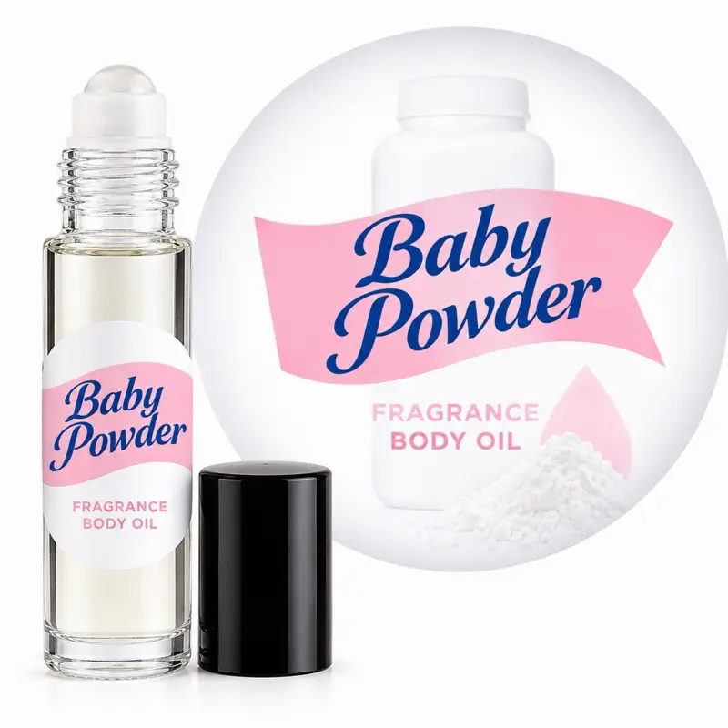 Unisex Baby Powder Roll-On Oil Perfume, Sweet Powdery Fragrance, Oil-Based Formula, Fragrance Sweet Powdery Unisex, Oil-Based Unisex Fragrance