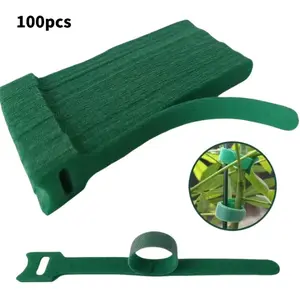 100pcs Adjustable Fit Non-Slip Nylon Plant Ties with Metal Buckle and Velcro, Reusable Garden Tie Straps for Climbing Plants, Trellis, Home Decor