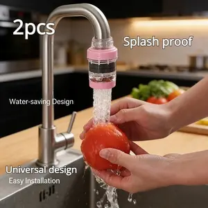 2pcs Universal Kitchen Faucet Splash Guard, Shower Style Water Saving Extender, Water Filter Pressure Booster