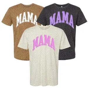 PUFF Mama Leopard Pattern T-Shirt - Classic Design with Leopard Print, Short Sleeve, and Comfortable Fit