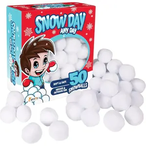 Giraffe 50 Pack Jumbo Fun Fake Snowball for Kids 2.5 Inches - Artificial Snowballs Bulk for Indoor and Outdoor - Snow Ball for Decorations, Winter Toy Games Fights - Fun Christmas Party Activities