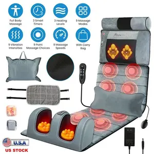 Full Body Electric Massage Mat - Heating, Neck/Foot Massage with Head Pillow