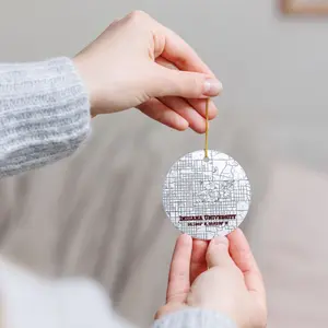 Indiana University Ornament, Ceramic Map Keepsake with Campus Coordinates & Hoosier Pride
