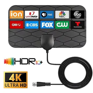 2026 Upgraded Adhesive Base TV Antenna, 4K UHD Amplified HDTV Antenna with Intelligent IC Chip, 50-Mile Long Range Signal Reception, 360° Coverage, Simple Installation, Suitable for Home, Office, and Cruise Ship Use, HD Digital Antenna, TV Antenna Indoor