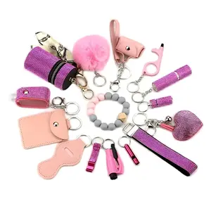 16Pcs Keychain Set for Women, Safety Keychains for Women Accessories Kit with Card Holder