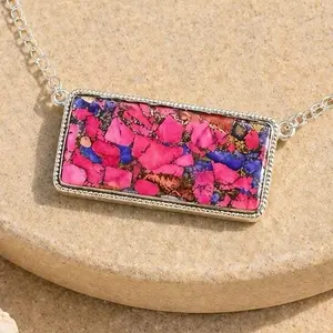 Pink Cotton Candy Bar Necklace .925 Made of Sterling Silver