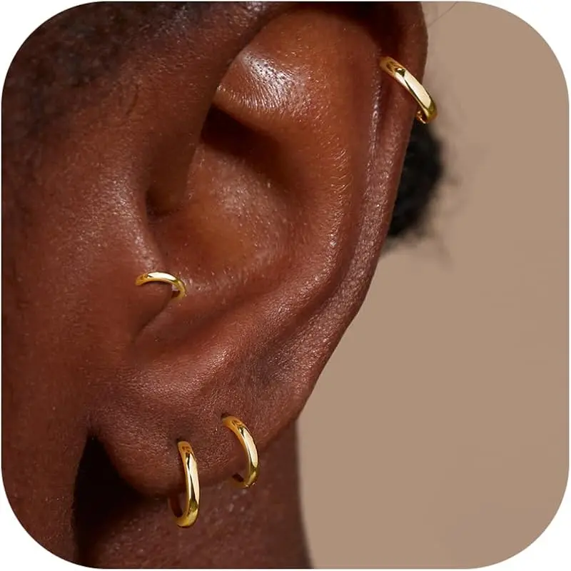 Gold : 4 Pairs of Hoops : 6/8/10/12mm