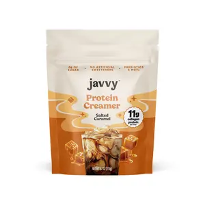 Javvy Salted Caramel Protein Coffee Creamer - Grass Fed Pasture Raised Collagen - Hair, Skin & Nail Support, Energy-Boosting MCTs, Keto Friendly, Lactose Free & Gluten Free, No Added Sugar, 11g of Protein