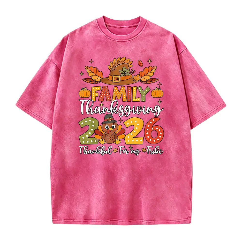 2026 Funny "Thank You My Tribe" T-Shirt Suitable for Thanksgiving & Christmas Gifts - Unisex & Turkey Graphic Tee with Autumn Saying, Casual Crewneck Shirt for Parties, Year-Round Wear