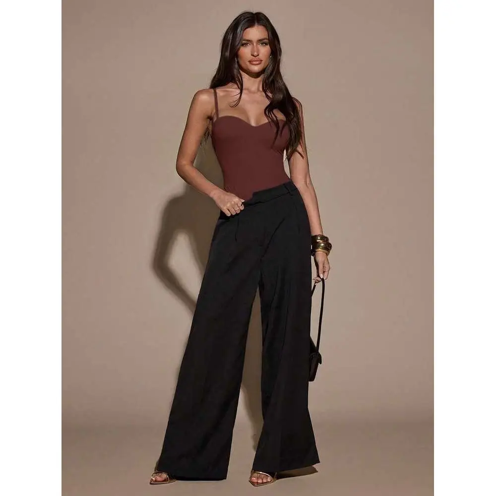 Women's Elegant Solid Color Sleeveless Bodysuit, Summer Halloween Fabric Fit