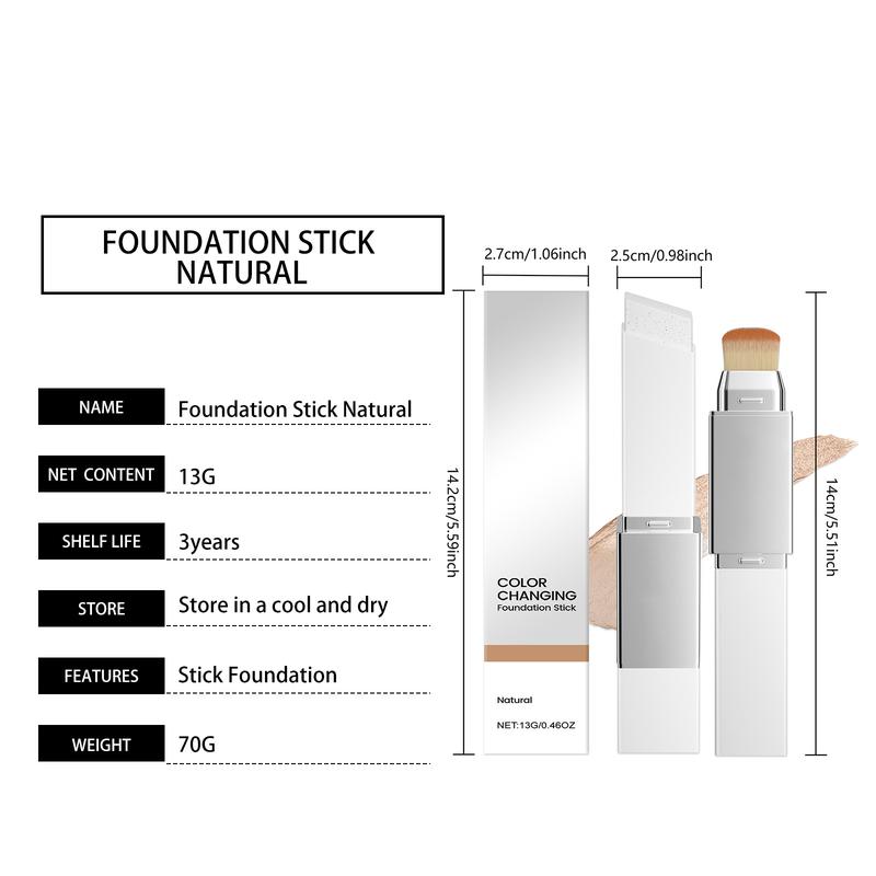 2-in-1 Color Changing Foundation Stick with Brush, Auto-Adjusting Shade Matching Foundation & Concealer, Full Coverage Cream Formula, Smooth Poreless Matte Finish, Natural Look camo concealer Perfect Valentine’s Day Gift