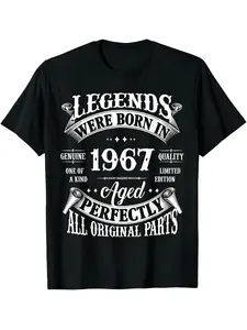 Vintage T-shirt Legend Born In 1967 Men's Clothing Casual Fitness T Shirt Individuality Camisas Tshirt Tops