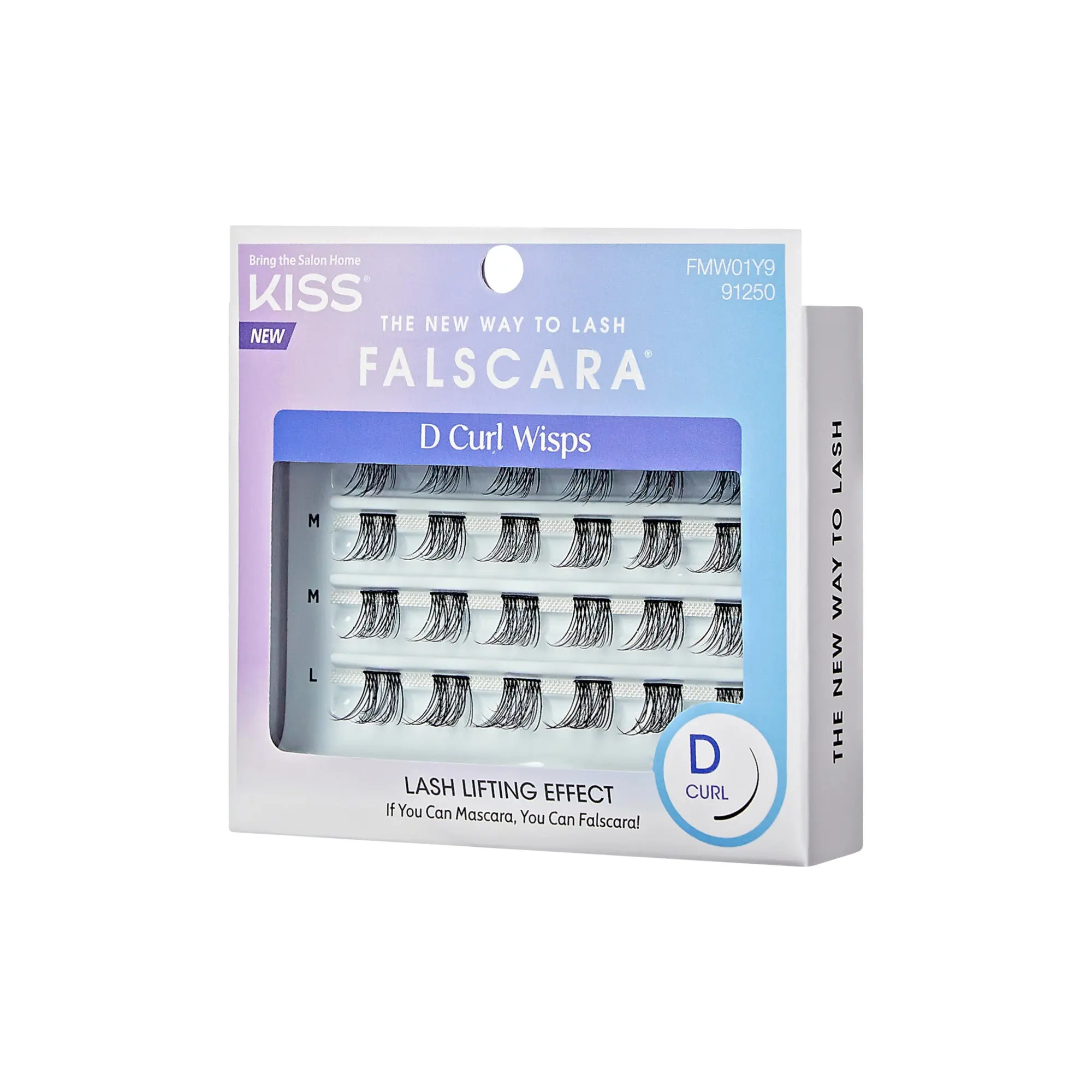 Falscara Natural Multipack - D Curl | DIY False Lash Extensions, Natural, Cluster Lash, Wispy Lashes, 24 Wisps, 10mm-14mm