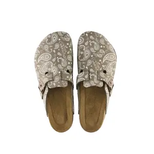 Tan Paisley Clogs Slippers