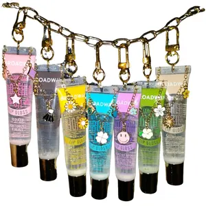 Lip Clips - Purse Gloss with Gold Chain Charm, Individual Gloss Bottles with Charm, Includes Keychain Clip, Makeup & Lipstick Accessories