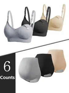 Maternity Bra & High Waist Panty Set, Comfortable Breathable High Stretch Seamless Maternity Bra & Panty Set, Maternity Underwear Set for Pregnancy & Postpartum, Clothing