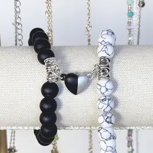Couples Bracelet Set with Heart Magnets - Relationships Bracelet