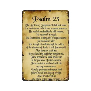 Psalm 23 Vintage Wall Decoration Metal Painting Art Signage 8x12 Inch Inspirational Rustic Scripture for Living Room Home Office Church