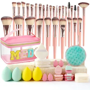 Makeup Brush Set with Beauty Blenders & Cosmetic Bag - Professional Makeup Tool Kit for Foundation, Blending & Contouring - Makeup Brushes Kits