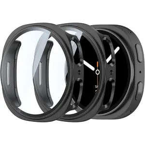 Samsung Galaxy Watch 8 (44mm) Hard Case, Tempered Glass Screen Protector, Ultra-Clear Slim Fit Design, 2-Pack Protective Accessory