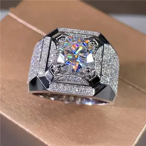 Iced Out Signet Ring for Men, Square Cut CZ Diamond Bling Ring, Hip Hop Streetwear Jewelry, Chunky Luxury Statement Ring, Shiny Fashion Party Gift