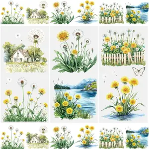 3 Sheets Dandelion Rub On Transfer Stickers,Scrapbook Decals Waterproof Stickers DIY Decals for Decoration,15 * 30cm