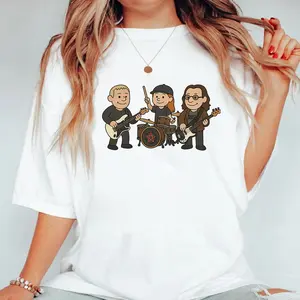 Aesthetic Rock Band Tee, Rush Band Cartoon Music Streetwear Top, Musician Cartoon Unisex T-Shirt
