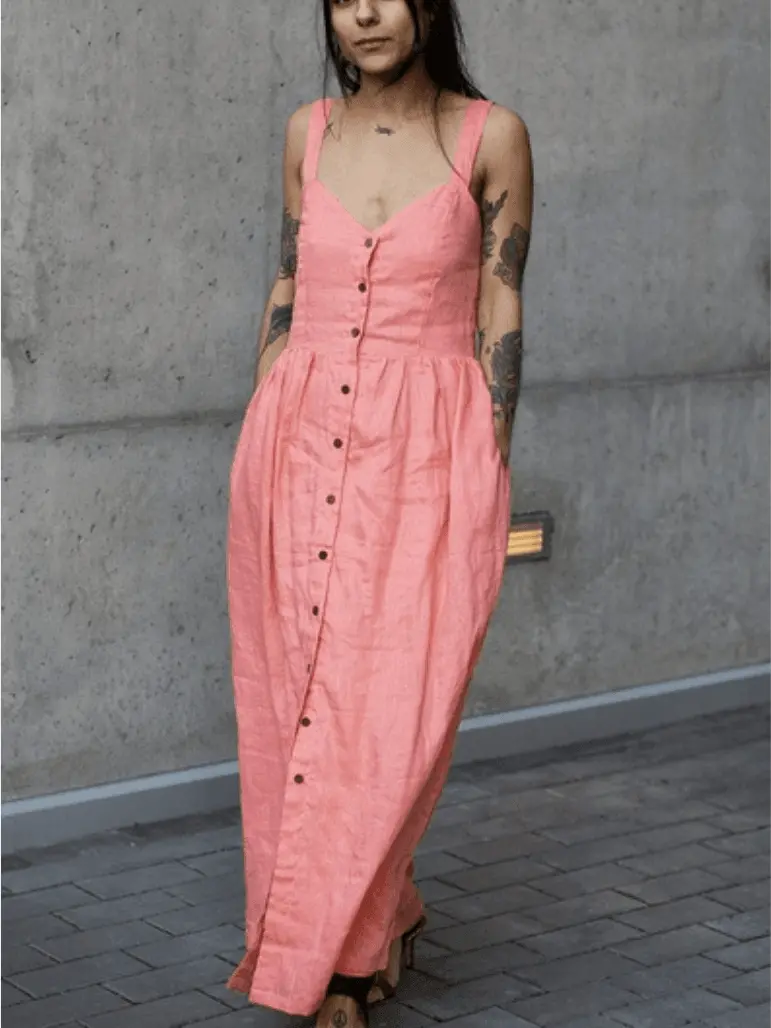 Sustainable Linen Dress in Pink Coral | Ethical Fashion