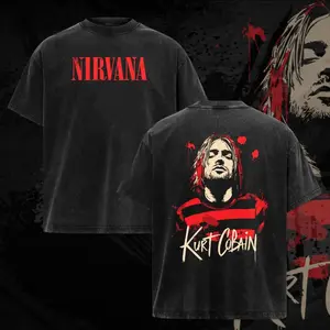 [Collection] Nirvana Kurt Cobain T-Shirt, Gift for band fans, Men's and women's round neck cotton casual T-shirt, Beautiful graphic T-shirt Fabric Menswear