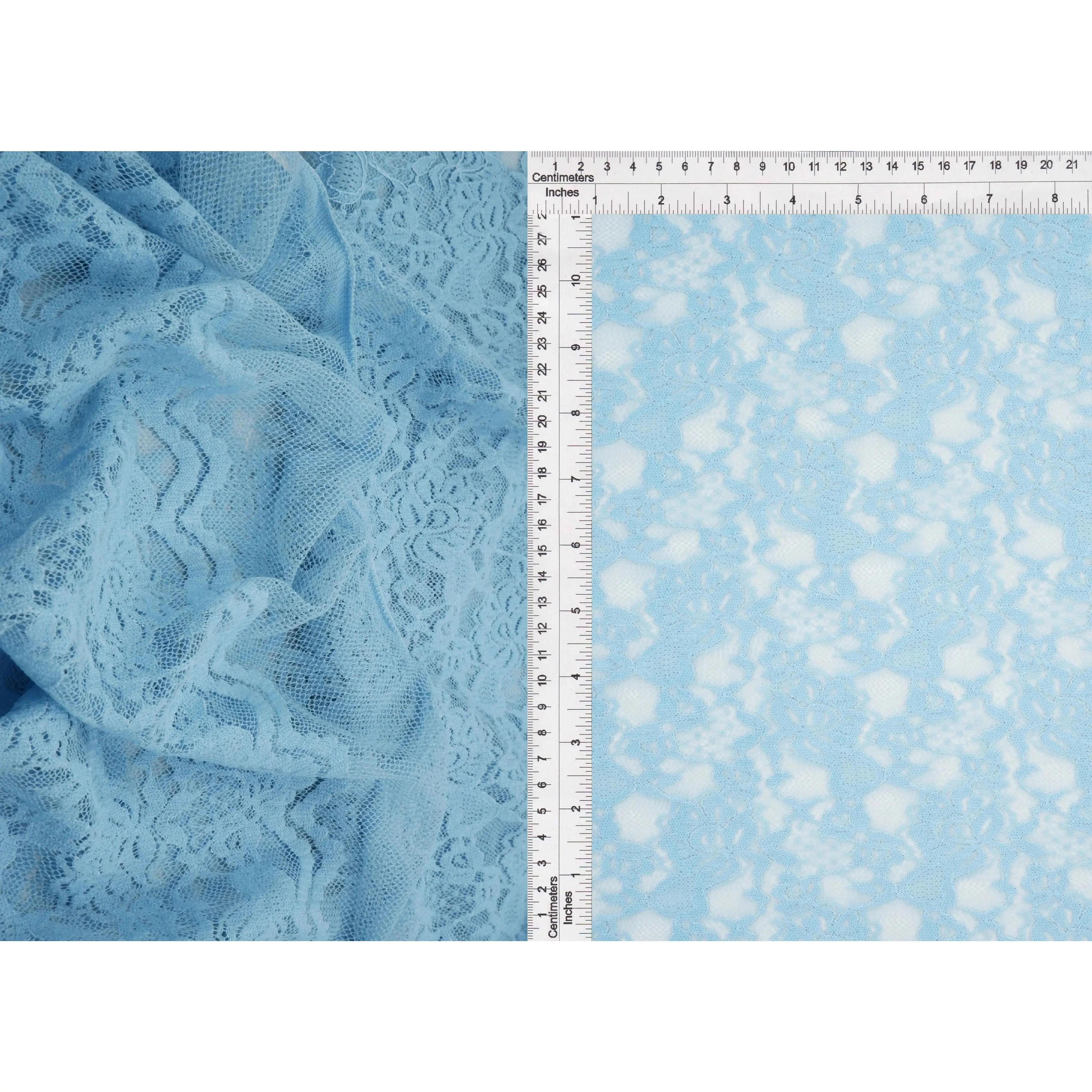 Floral Double Border Lace Fabric by the Yard Stretch