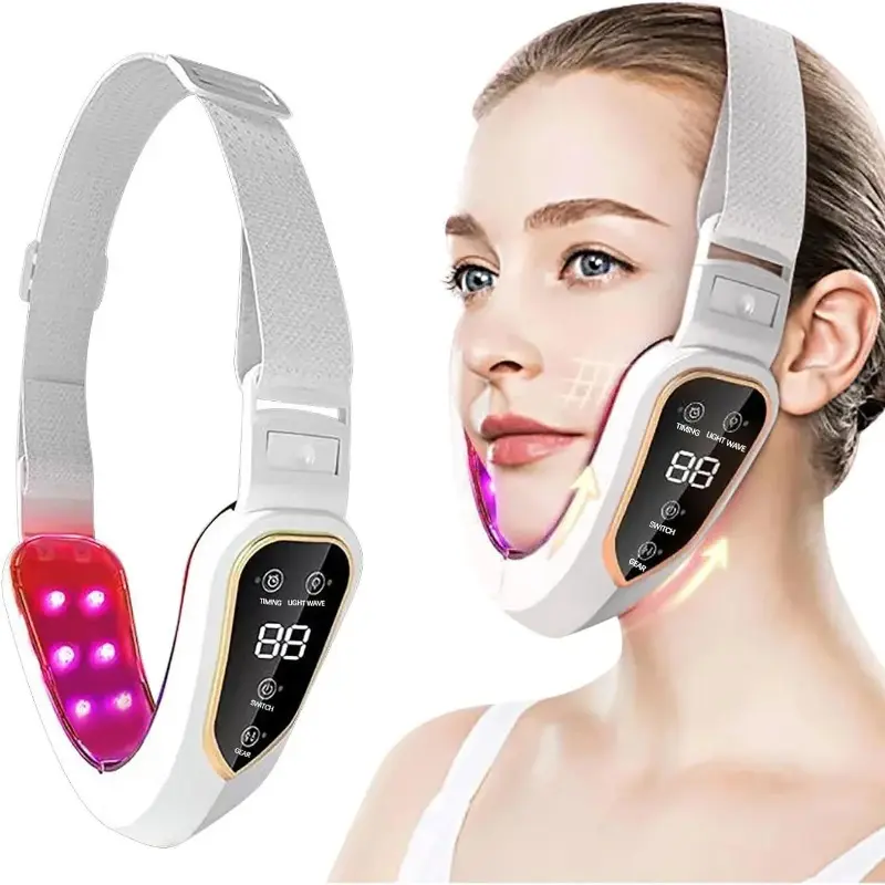 Women's Plastic V-Shaped Facial Beauty Massager - USB-Powered, Multi-Level Intensity Adjustment, LCD Display, Ergonomic Design, Durable Home & Travel Skincare Device