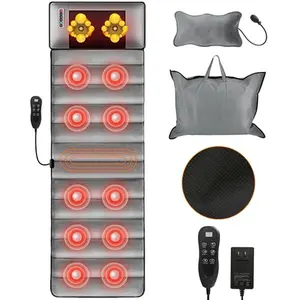 Full Body Electric Massage Mat with Heat Vibration Massage Pad Cushion Back Massage Mattress Chair Pad with Neck Massage Pillow with 10 Vibration Moto
