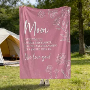 Soft Flannel Blanket with Mother's Day Text Print, Breathable and Warm, Ideal for Bedroom Decor and Gifts, Pet Blanket, All-Season Use