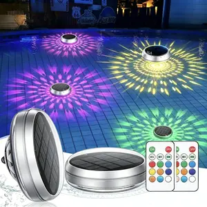 Solar Floating Pool Lights RGB, IP68 Waterproof Color Changing Floating Pool Lights with Remote Control, Solar Powered Pool Decor Lights for Inground & Above Ground Pools, Hot Tub, Garden, Patio & Pool Party Decoration