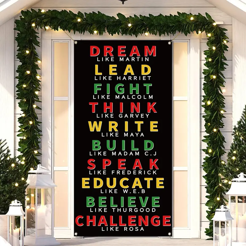36x72in Black History Month Door Cover African American Festival Party Juneteenth Classroom Door Banner for Home Porch Decoration