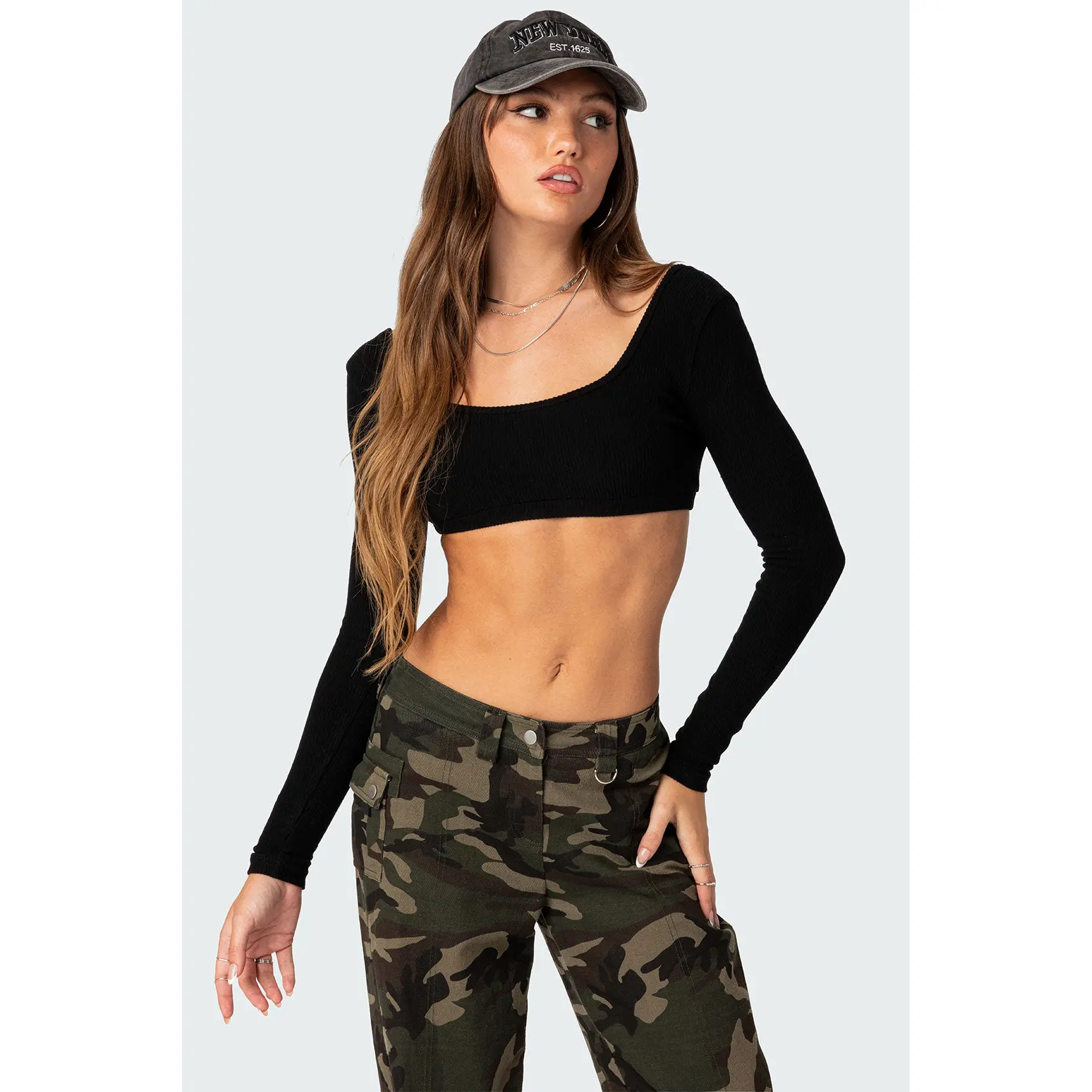 Sydney Ribbed Open Back Crop Top