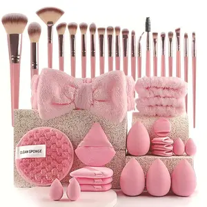 Complete Makeup Tool Set, 40-Piece Kit Includes Brushes, Sponges, Powder Puffs, Professional Tools for Men and Women, Portable Gift Idea