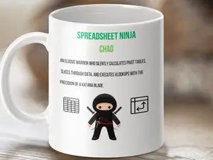 Spreadsheet Ninja Mug, Funny Data Analyst Gift, Ninja Coffee Cup, Excel Lover Present, Office Humor Mug, Data Crunching Mug