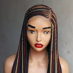 Adomac 060 C-Cut Synthetic Braided Wig for Classic Ladies Easy Styling with Multi-Color Braids Natural Look Unisex