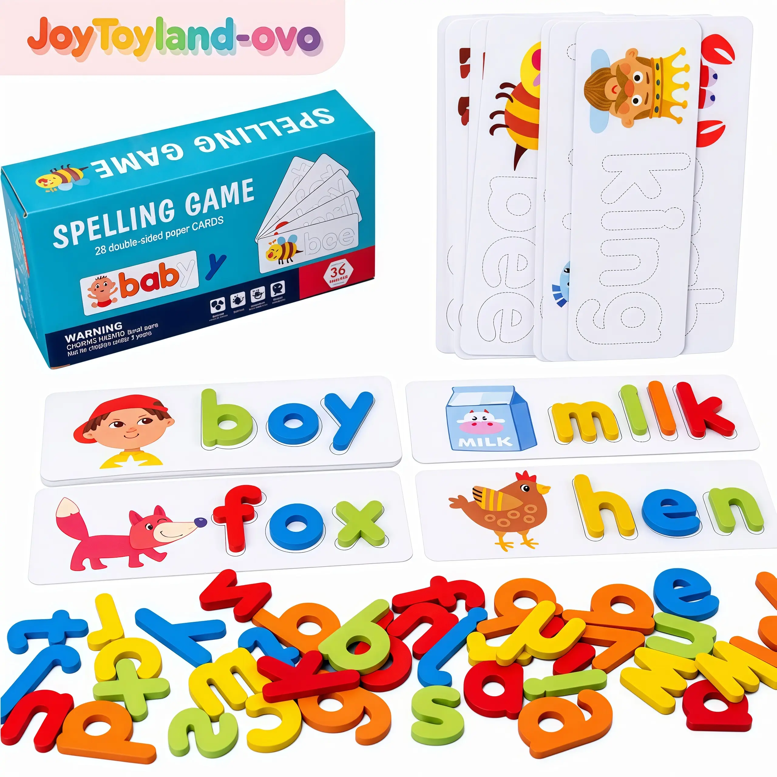 See and Spell Alphabet Set Learning Toy with Storage Bag - Preschool Learning Materials, 52 Wooden Letters, 28 Dotted Line Tracing Cards, Spelling Matching Game for Toddlers to Boost Fine Motor Skills, Christmas & Holiday Gift
