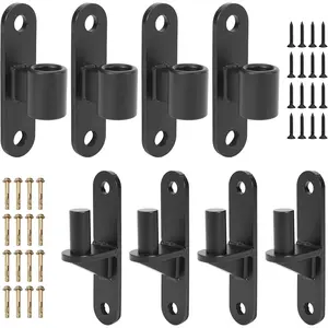 Wall Mount Gate Hinges 4 Pairs Heavy Duty Fence Gate Hinges 5/8'' Pin Fence Post Hinge Set for Wooden or Concrete Fence Gate Black Screws Included