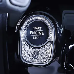 Bling Bling Crystal Button Start Ignition Control Switch Cover Car Interior Accessories Trim Sticker Decals for Mercedes Benz A B Class GLB GLA CLA 2019 2020 2021 2022